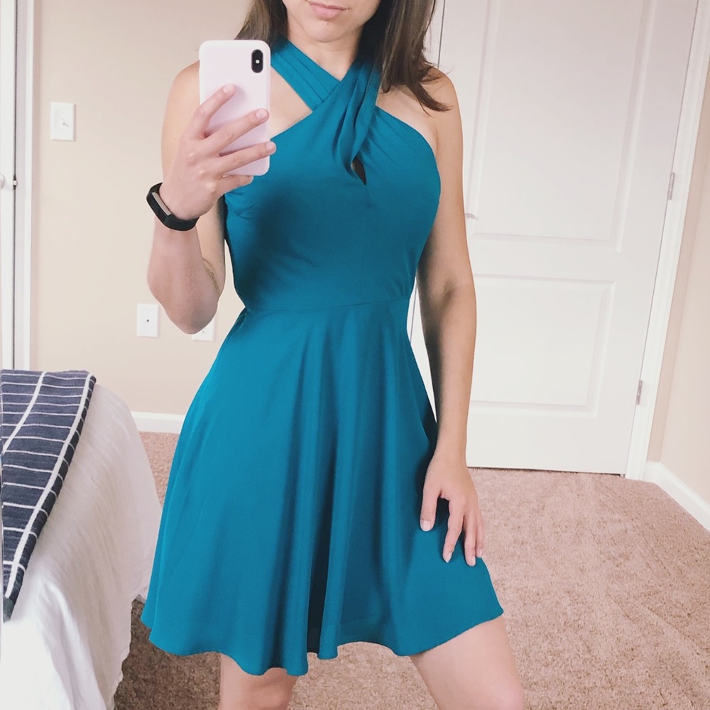 Express Teal Formal Midi Dress Size 2